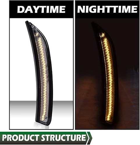 Vista 6 de GRAND ORANGE Luz de marcador lateral compatible con Chrysler 200 2015-2017 marcadores de lente ahumada delantera izquierda y derecha, lámpara