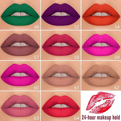 Miniatura 5 de evpct Juego de 1 delineador de labios mate y lápiz labial líquido para mujer, color rojo y marrón, delineador de labios de larga duración,