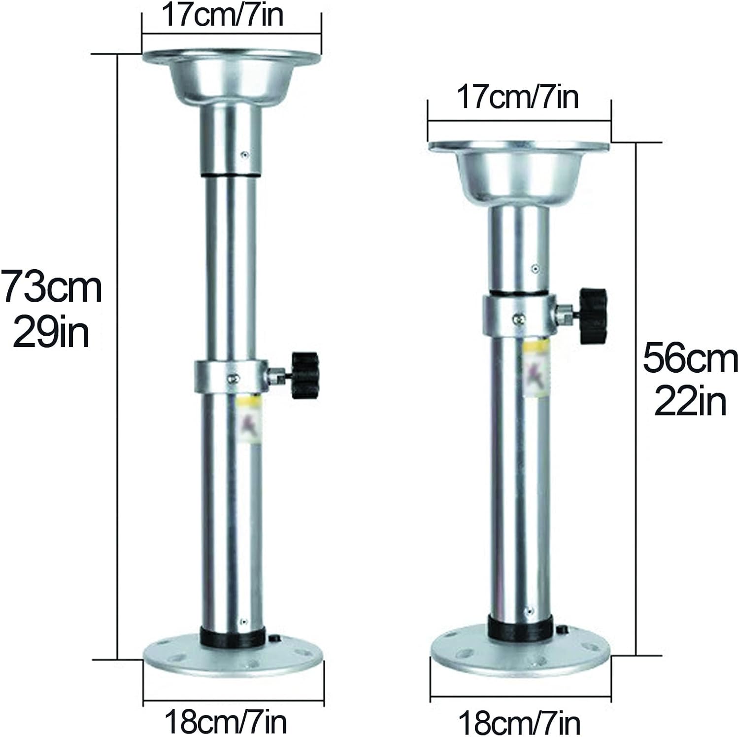 22-29in RV Table Base Mount Detachable 110lbs Lload Capacity Aluminum Accessories 7 Height Adjustable for RV Marine Boat