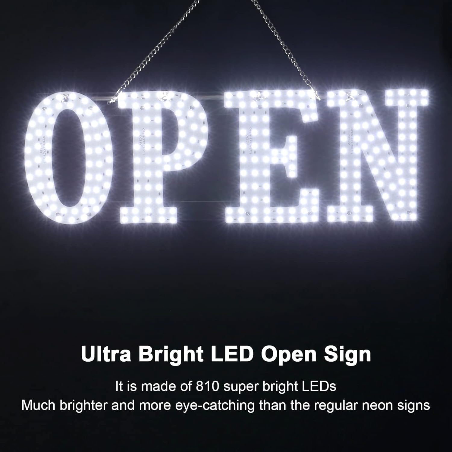 40"x14" Large LED Open Signs for Business with Remote, Super Bright Unique Design Open Sign with Hanging Installation, High Visibility Open Sign for Stores Bar Hotel Retail Shops Window Salon Restaurant Office - Image 2