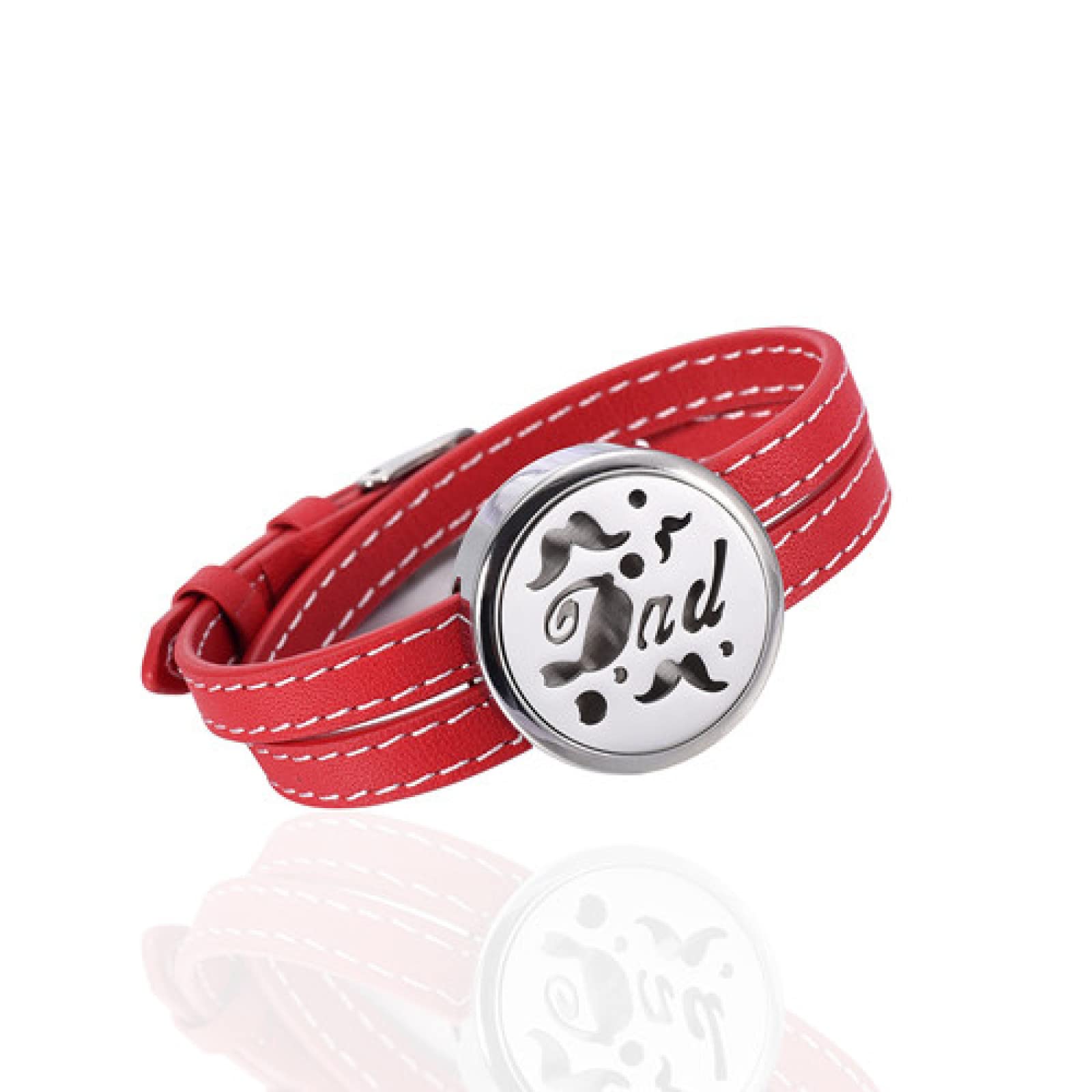Bracelet diffuseur en acier inoxydable 316L et médaillon en cuir véritable pour huiles essentielles