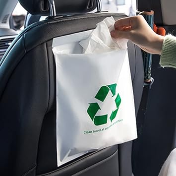 Disposable Car Trash Bags,Set of 60 Easy Stick-On Disposable Portable Car Garbage Bags,waterproof Self-adhesive, Sealing Liquid, Suitable for Travel Self-driving Kitchen Room (Green)
