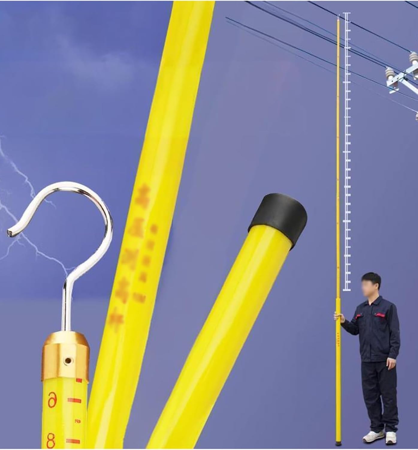 Non-Conductive Telescoping Survey Rods for Telecom & Substation Use, 15m Measuring Rod with Carry Bag, Durable and Lightweight for Accurate Measurements
