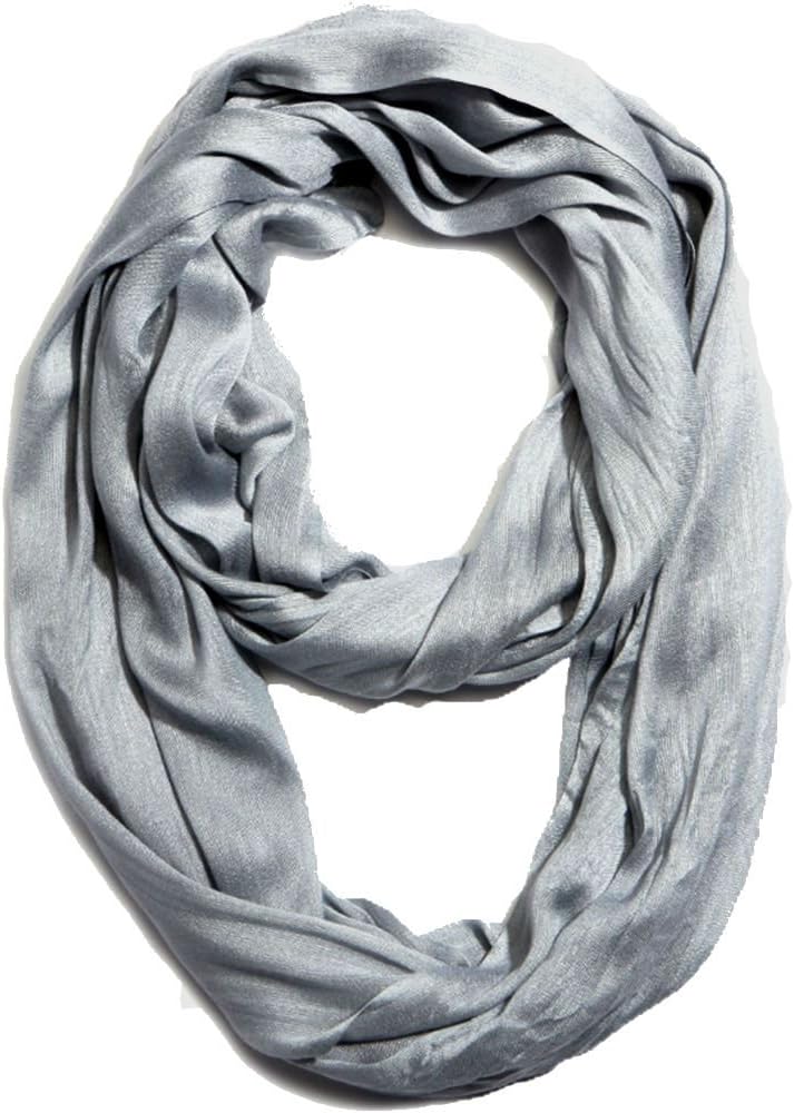 Plum FeathersLight Weight Silky Scrunch Infinity Loop Silk Blend Scarf