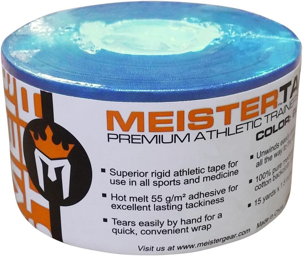 Meister 15Yd x 1.5" Premium Athletic Trainer's Tape for Sports and Medical (50% Longer) - Blue - 6 Rolls