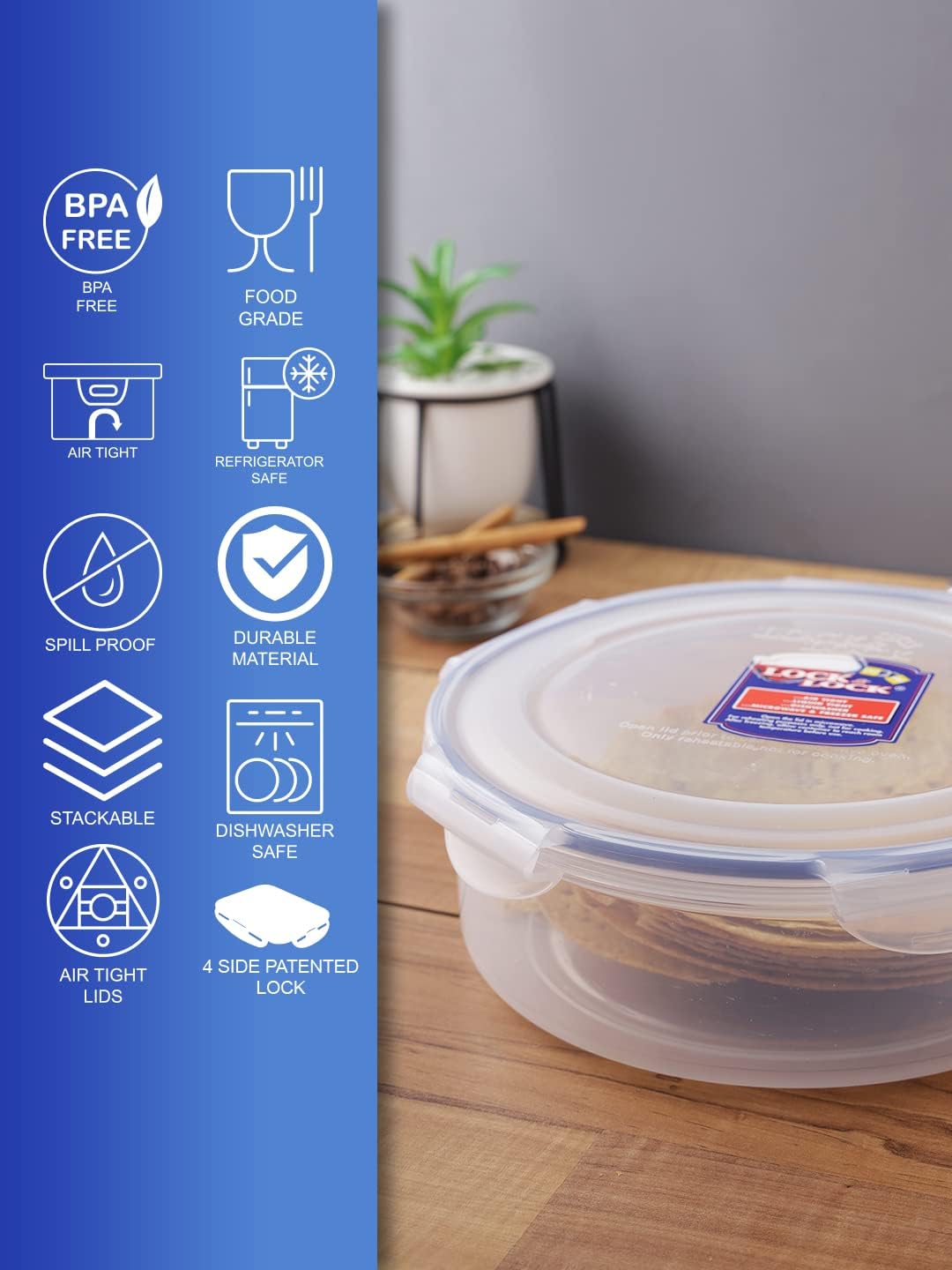 Lock & Lock Round Storage Container - Clear, 2.5 L image 3