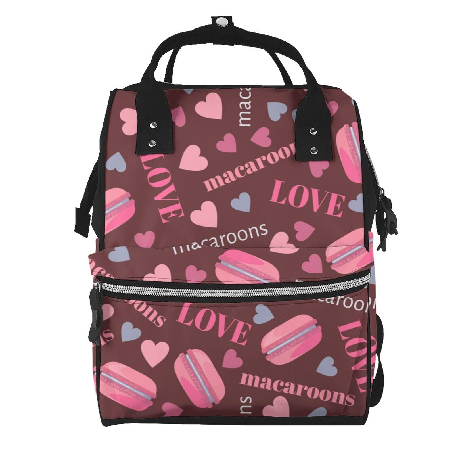 Tasty Macaroons Hearts and Love - Mochila para pañales para mujeres y hombres, bolsas de viaje de moda, mochila casual, Multicolor, Talla única
