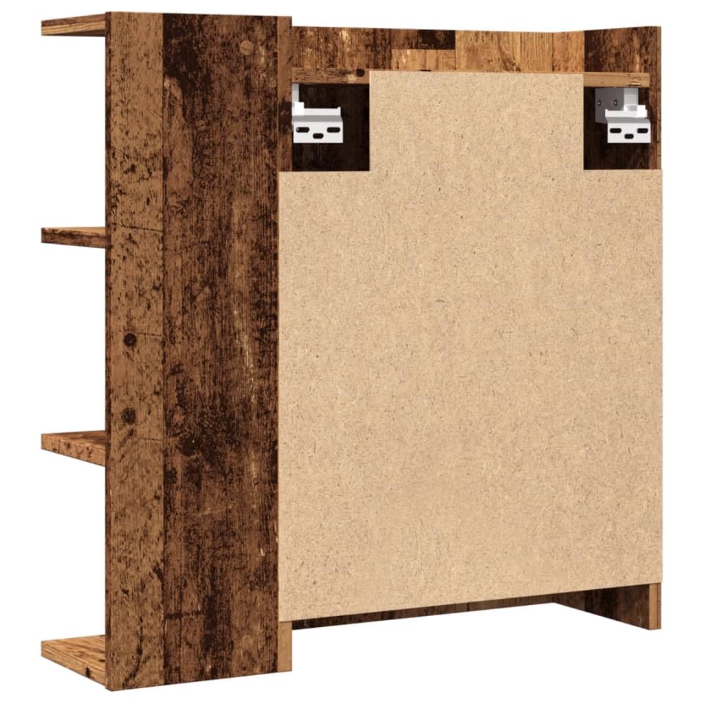 SYDE Armario Baño con Espejo 62,5x20,5x64 cm | Madera De Ingeniería Resistente, Montaje En Pared, Amplio Almacenamiento, Fácil Limpieza