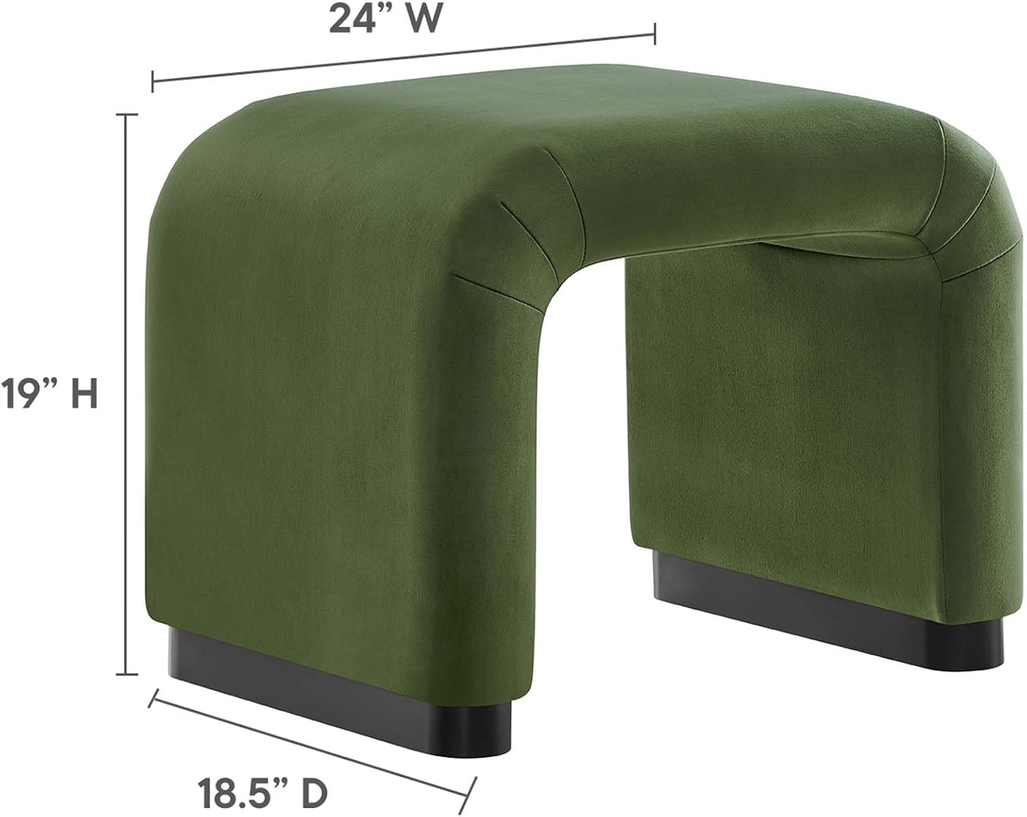 Modway EEI-6733-BLK-MOS Koda Performance Velvet Waterfall Stool, Black Moss Green