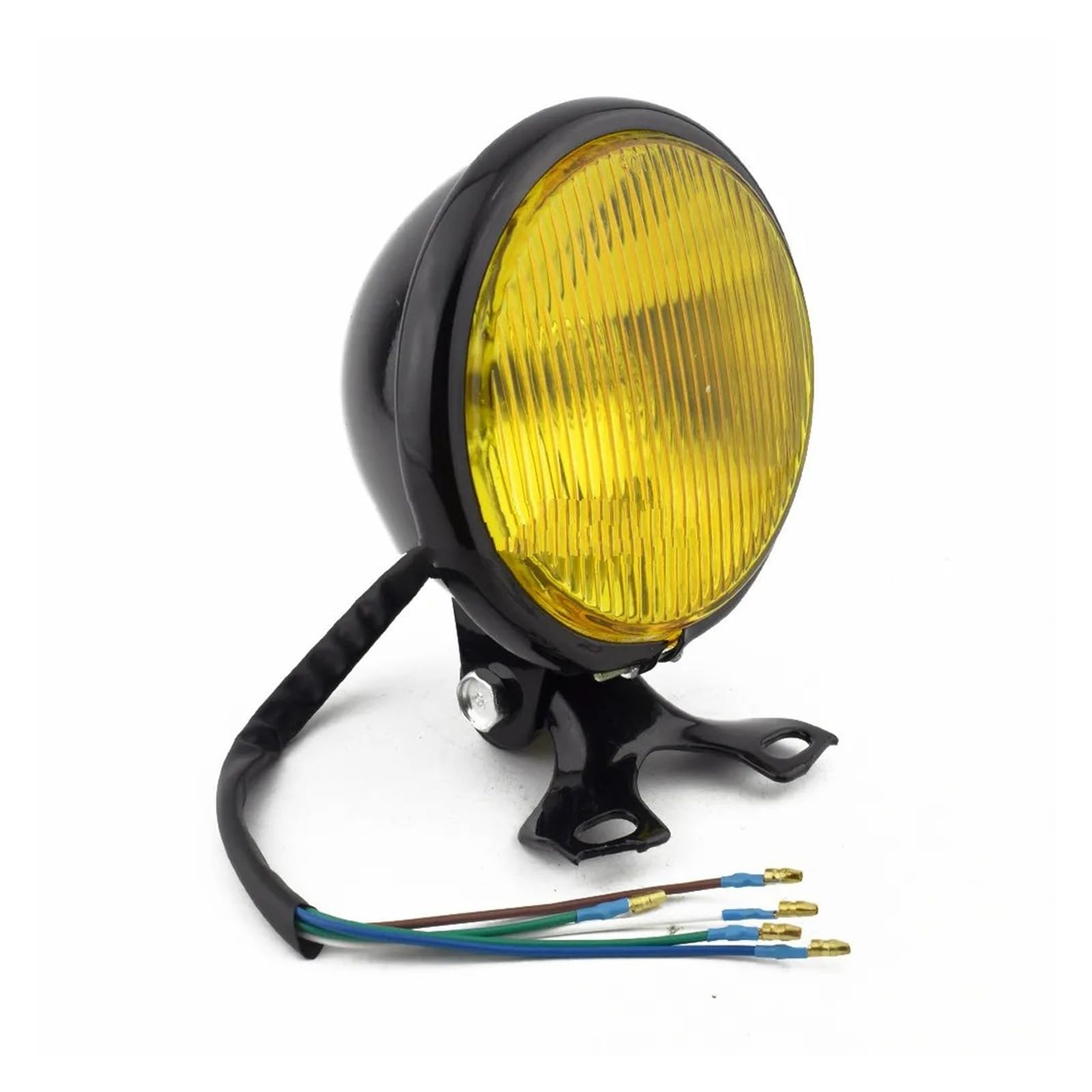 ESPYN Phares Avant Moto Phare LED Universel Pour Moto, 35 W, 12 V CC, Rond, Pour Scooter, Éclairage Avant Vintage(Black Amber)