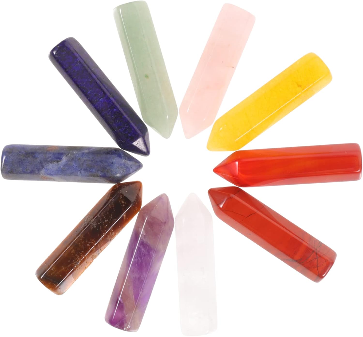 Operitacx 20 Pcs Hexagonal Column Crystal Stone Yoga Office Accessories