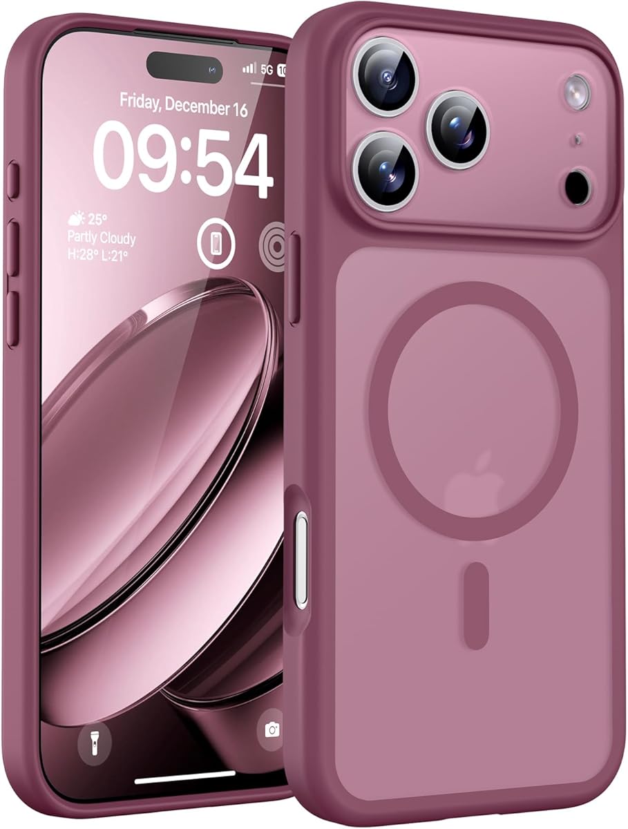 TOCOL for iPhone 17 Pro Case, Full Camera Protection, Built-in Magnetic Ring, Compatible with, Drop Protection, Translucent Matte Case for iPhone 17 Pro 6.3 inch (Plum)