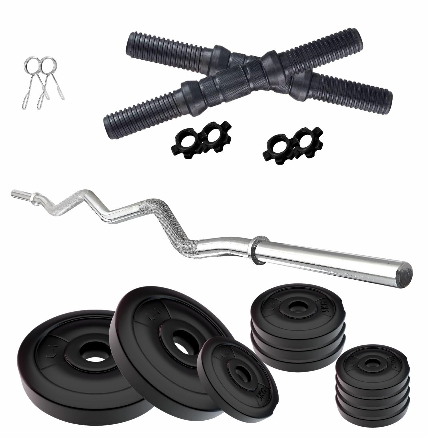 Amazon Brand - Symactive 50 KG PVC Home Gym Set with One 3 Ft Curl Rod and One Pair Dumbbell Rods, Black-image-15