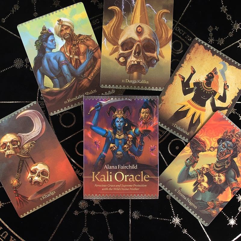 Image of 44 Pieces Kali Oracle Tarot Cards Decks Wild Divine Mother Hindu Traditional Standard Tarot Deck Fortune Telling Game Divination Tools for Beginners (Style 26)