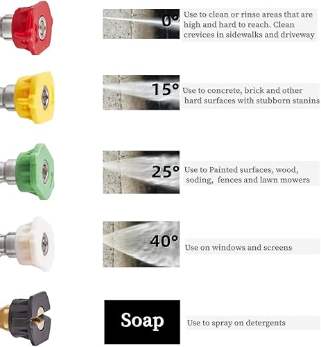 Miniatura 6 de Kit de repuesto para pistola de lavado a presión de 8 partes, varilla de manguera de 26.2 ft, 26 pies, 3000 PSI de alta potencia con 5 puntas de