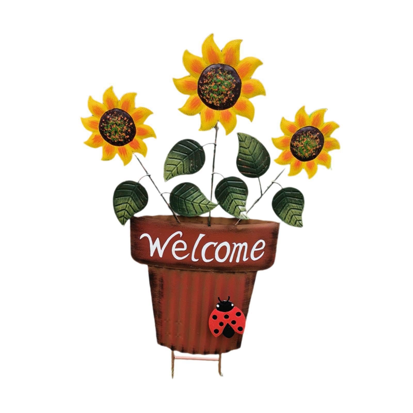 mophrati Garden Stake Welcome Sign Decoration Sturdy Practical Flower Pot Yard Sign Outdoor Accessory Iron Metal Yard Outdoor Accessory Sturdy Practical