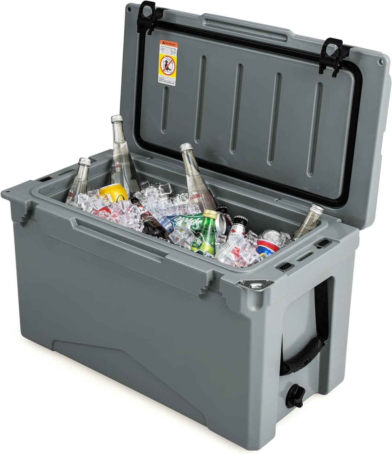 GOPLUS - Refrigerador rígido aislado con junta antifugas, doble portavasos, refrigerador aislante portátil para camping, pesca, pícnic, barbacoa, retención del frío de 5 a 7 días