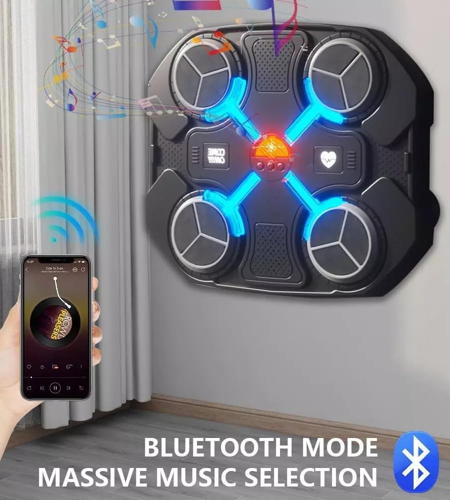 Macchina da Boxe Ritmo Musicale Bambini - Music Boxing Machine Bluetooth LED - Velocita' Regolabile con Guantoni Allenamento Sport Fitness Pugilato