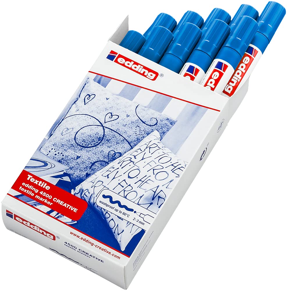 edding 4500 textile marker, light blue, box of 10, round nib 2-3 mm - Image 2