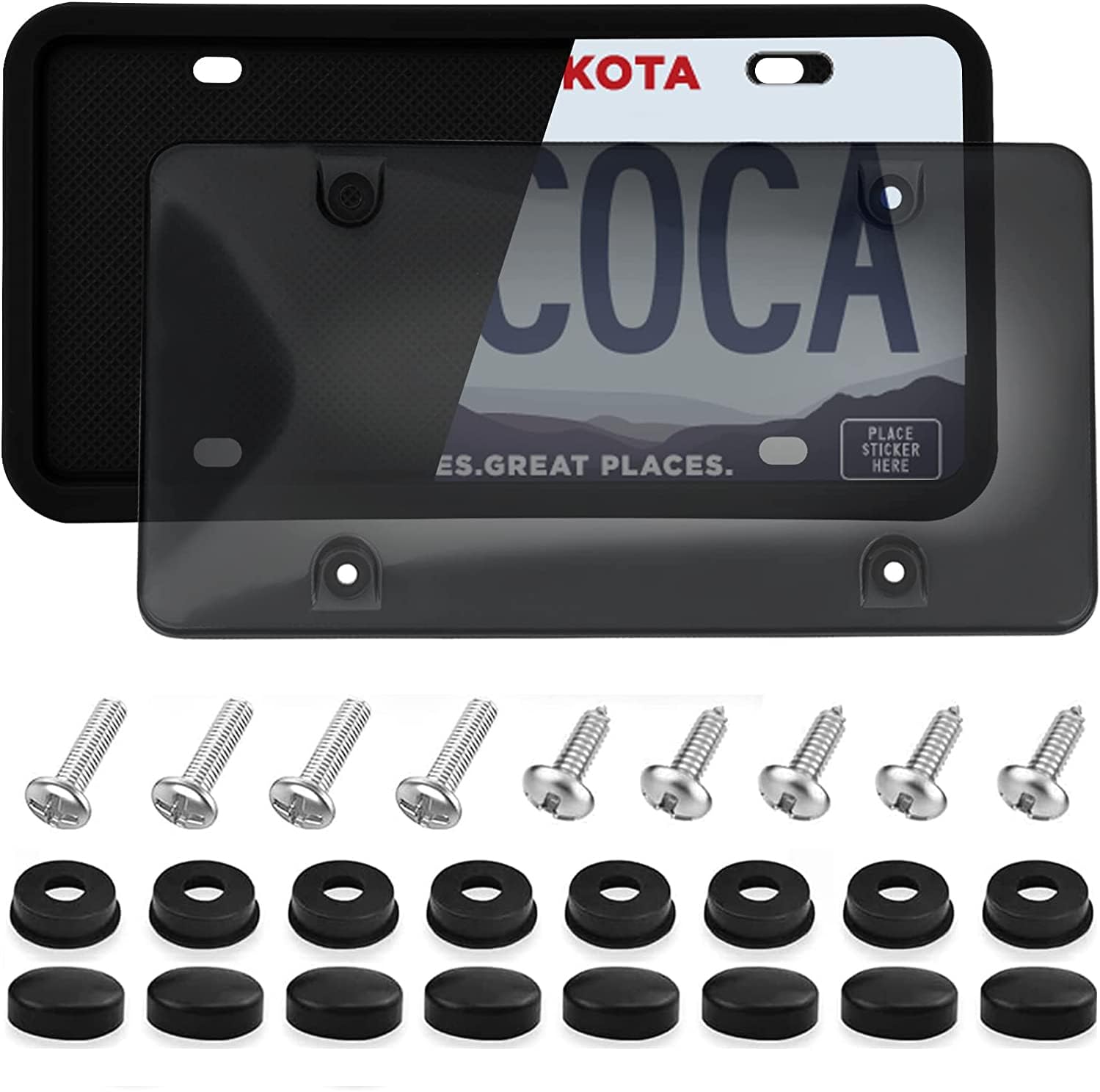 License Plate Frame, 2 Pack Black Lisence Plate Cover,Front