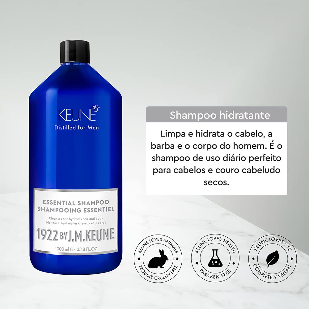 KEUNE 1922 for Men Essential Shampoo 1000 ml, Blue, 1 l (Pack of 1) - Image 3