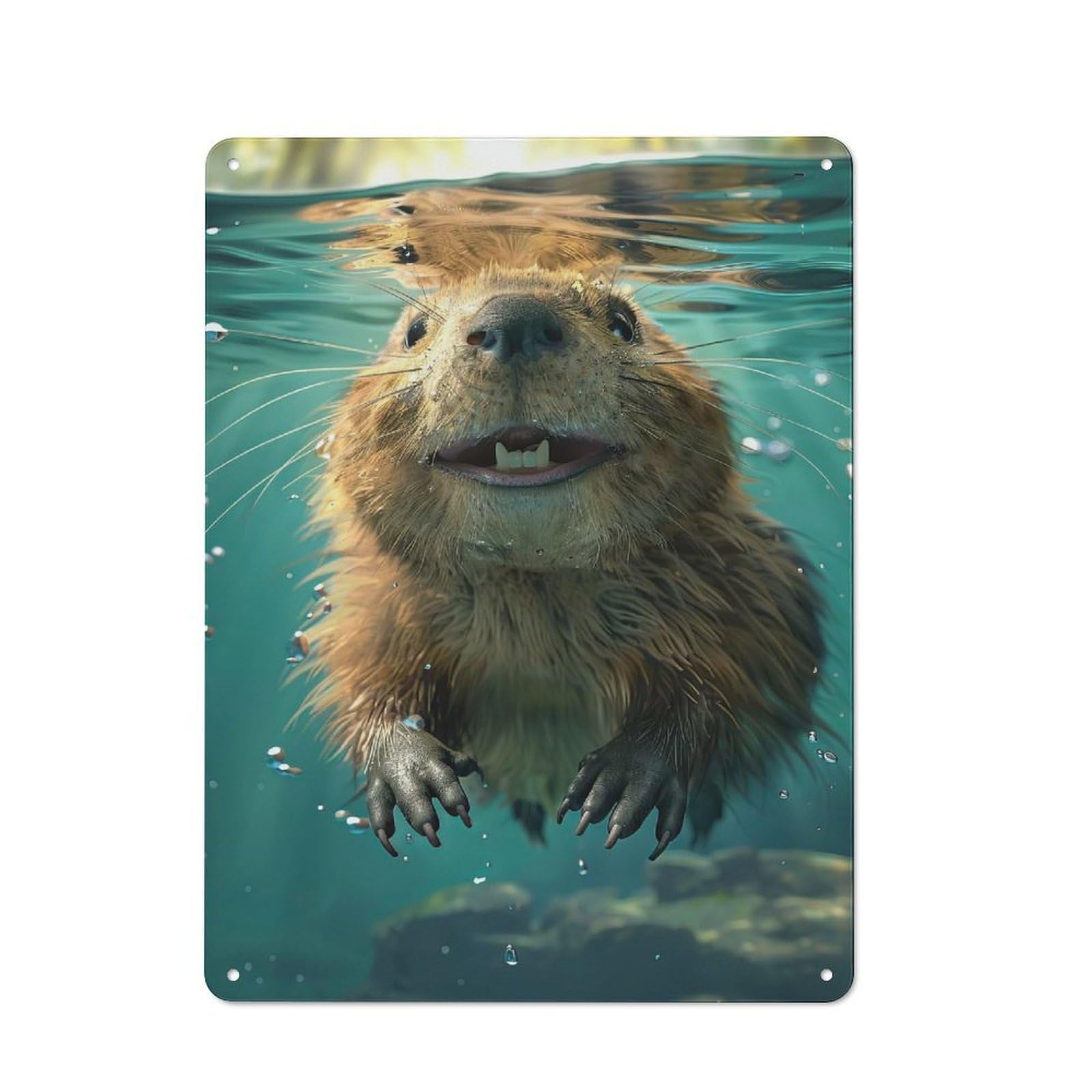 Junmoney Beaver Sea Retro-Style Metal Sign 40X30cm For Garage Or Workshop, A Moving-Home Gift For Collectors Of Tin Signs