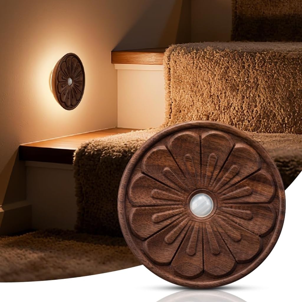 Lampe décorative magnétique en bois avec technologie de détection de lumière Texture bois