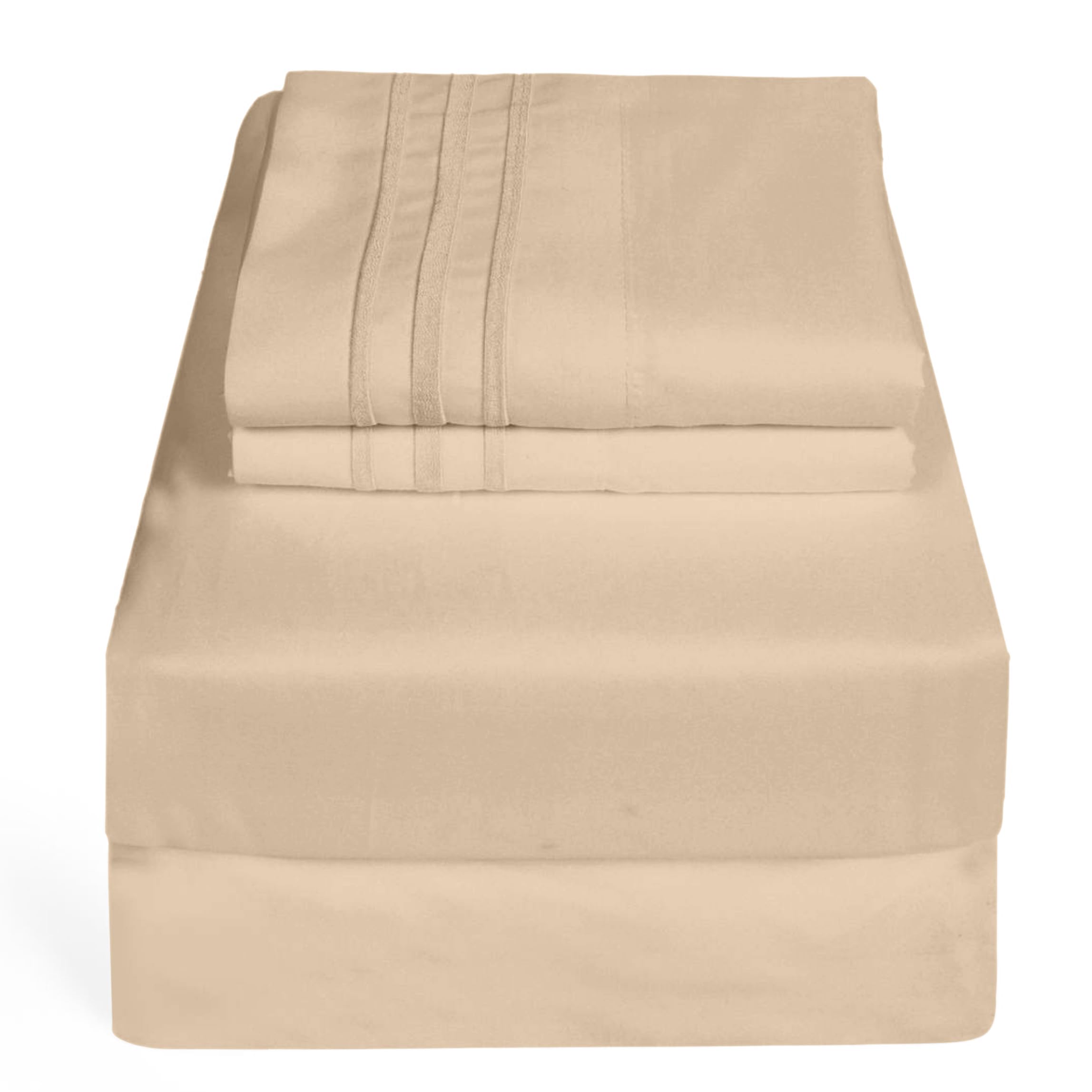 1800 Double Brushed - Hotel Luxury Full-Size Bed Sheets, Super Soft Full-Size Bedding Sheets, Shrinkage and Fade Resistant, Sheet Set with Pillowcases - Fits 16" Deep Mattress (Full, Beige)