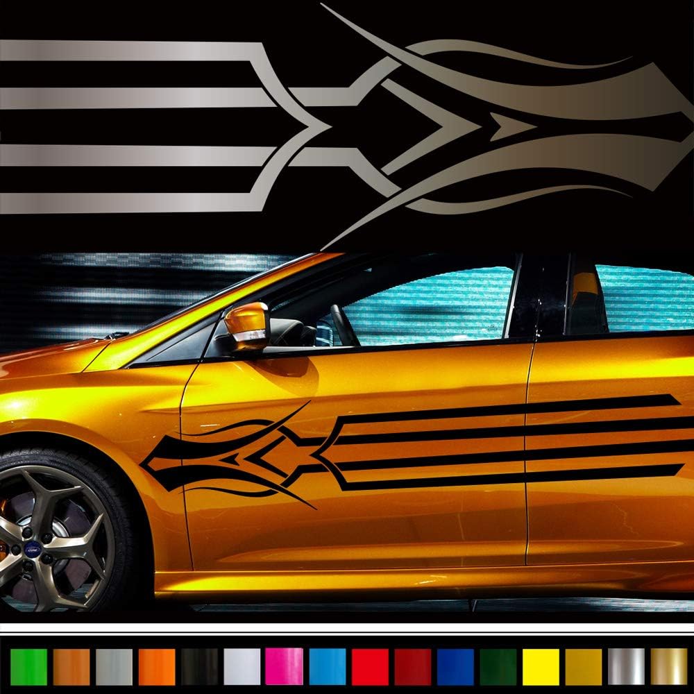 絶対一番安い ラインカーステッカー217 バイナルグラフィック車カスタムワイルドスピード系デカール14色から選べる シルバー