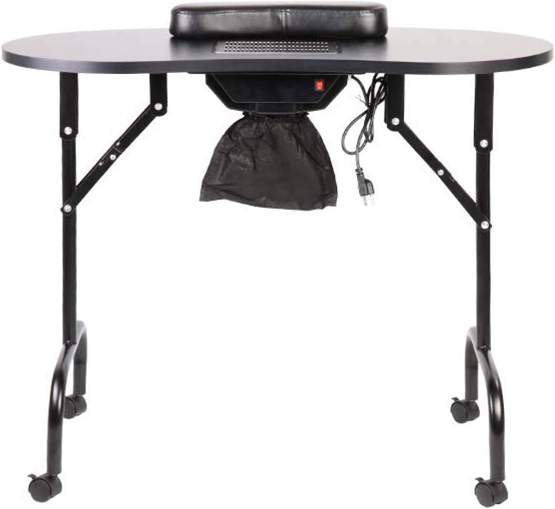 LEIBOU 37-inch Portable Folding Nail Table Large Movable Manicure Table Nail Desk for Beauty Salon with Wide Tabletop Fan Carry Bag 37"x18.9" x29.3" (Black)