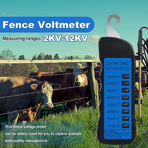 Image of GOTOTOP 12KV Electric Fence Tester Neon Fence Voltage Tester, 2000 to 12000V 8 Neon Indicator Lights Fence Tester for Farms 16.5 x 6 x 2cm