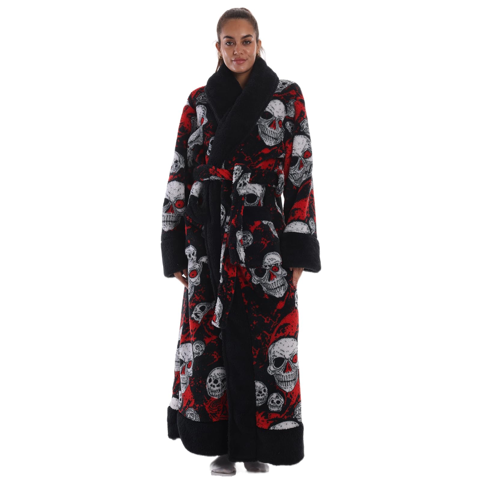 Albornoz Unisex Adultos - Albornoz de Felpa Largo 140 cm Extra Suave, Absorbente, Cinturón Ajustable, 2 Bolsillos, Talla Única para Hogar, Spa