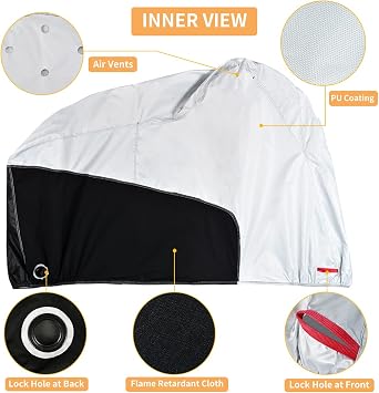 Coverado Motorcycle Cover Waterproof, All Weather Protection Outdoor Full Motorcycle Covers - UV Proof with Flame Retardant Fabric Fit for Harley Davidsion Yamaha Honda Suzuki (up to 93 Motors)
