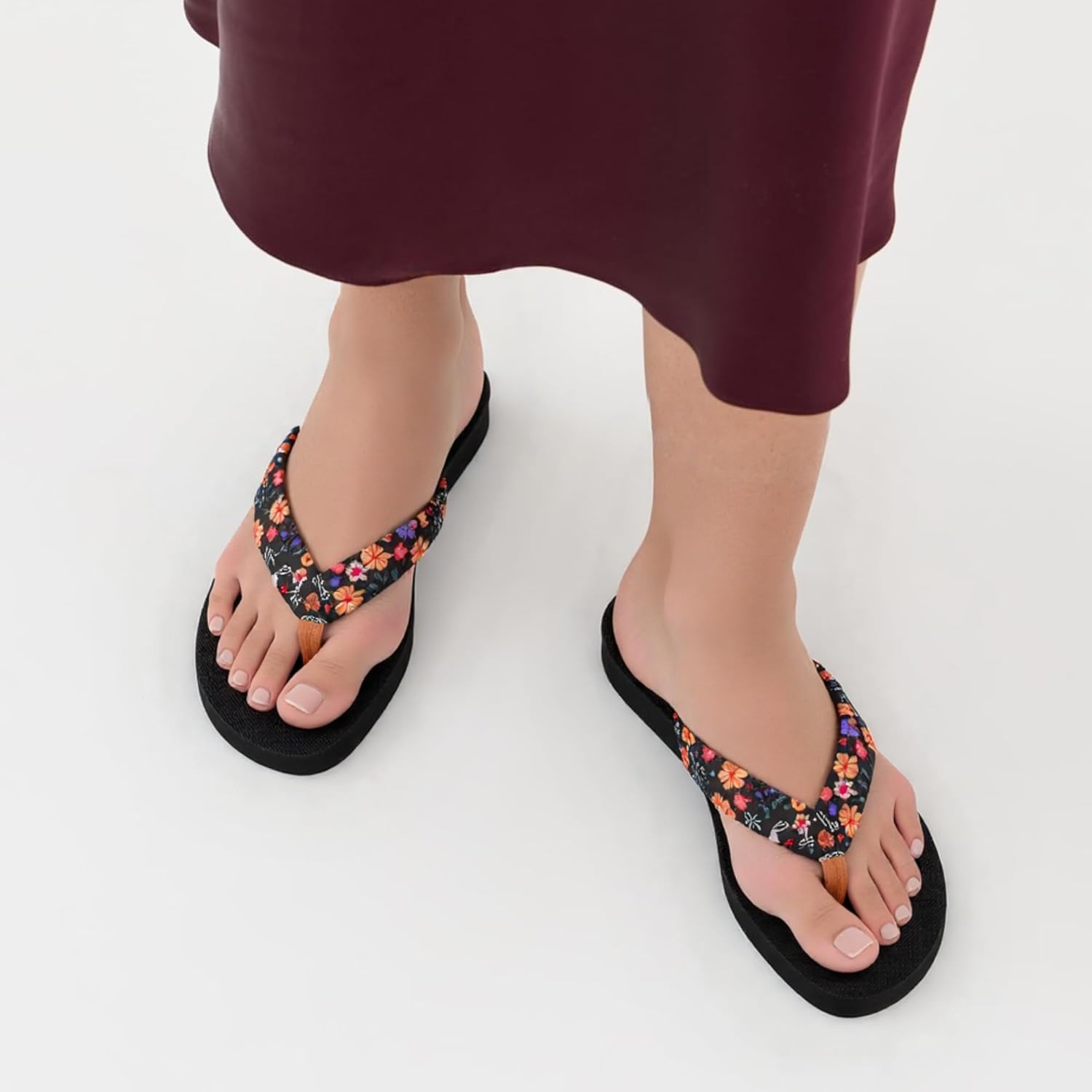 Women's Wide Width Flip Flops with Arch Support - Yoga Mat Comfort, Lightweight Slip-On Beach & Walking Sandals for Indoor/Outdoor - Image 2