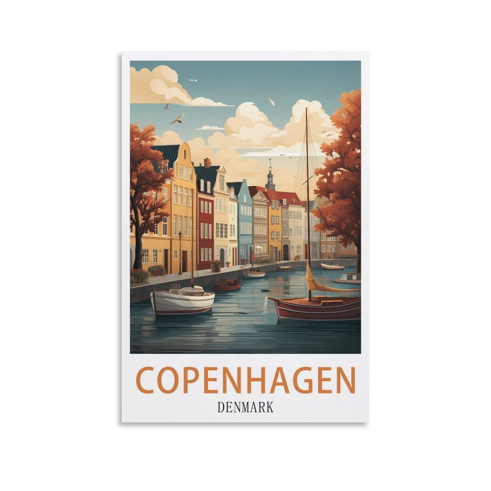 LNUYITR Copenhagen Denmark Vintage Travel Poster 08x12inch(20x30cm) Canvas Art Posters And Wall Art Picture Prints Modern Home Bedroom Decor Posters