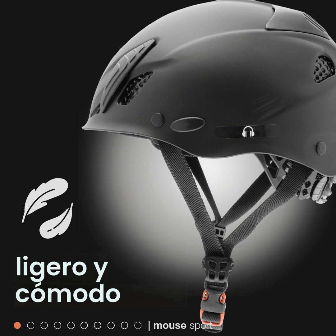 Kong. Mouse Sport - Casco de Escalada Compatible con Auriculares y Visera, Casco de Seguridad, CE EN 12492, 375 g, Talla única, Ajustable 52-64 cm, Color Negro Suave al Tacto