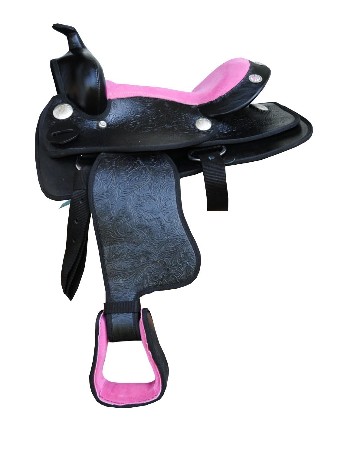 AMKA Westernsattel für Kinder DE ROSA schwarz/pink Ponysattel Shetty