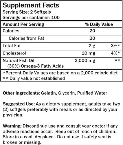Miniatura 7 de Aceite de pescado de mar profundo de Alaska de oro Omega 3 1000mg 200 cápsulas blandas