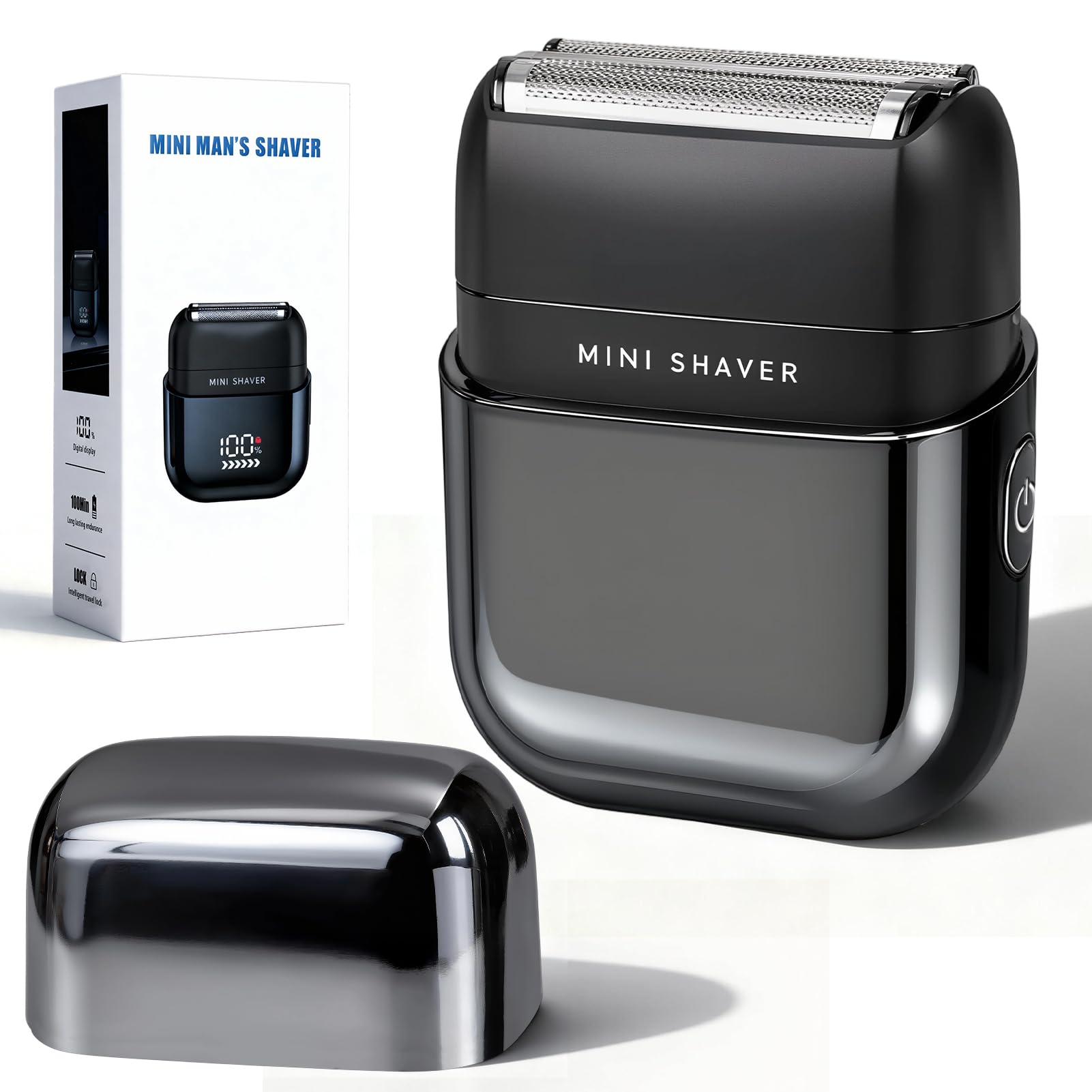 Foil Shaver Portable Electric Razors for Men Mini Electric Shaver Wireless Charging IPX7 Waterproof Wet Dry Use USB-C