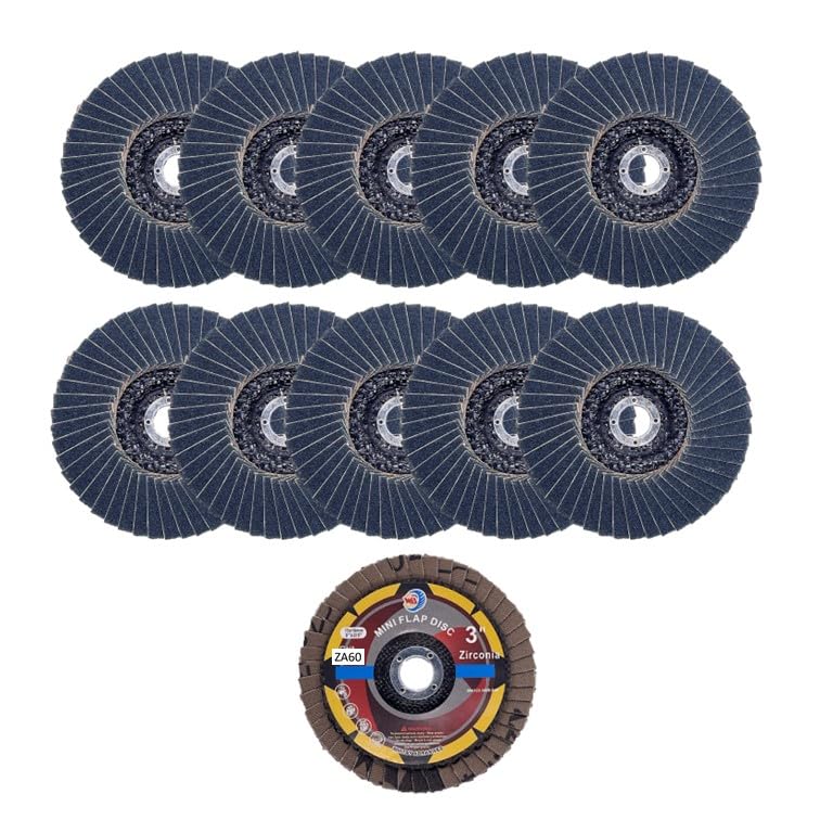 10PACK - 3" Mini VSM Zirconia Flap Discs Grinding & Sanding Wheels, 3/8" Arbor Hole (GRIT 60)