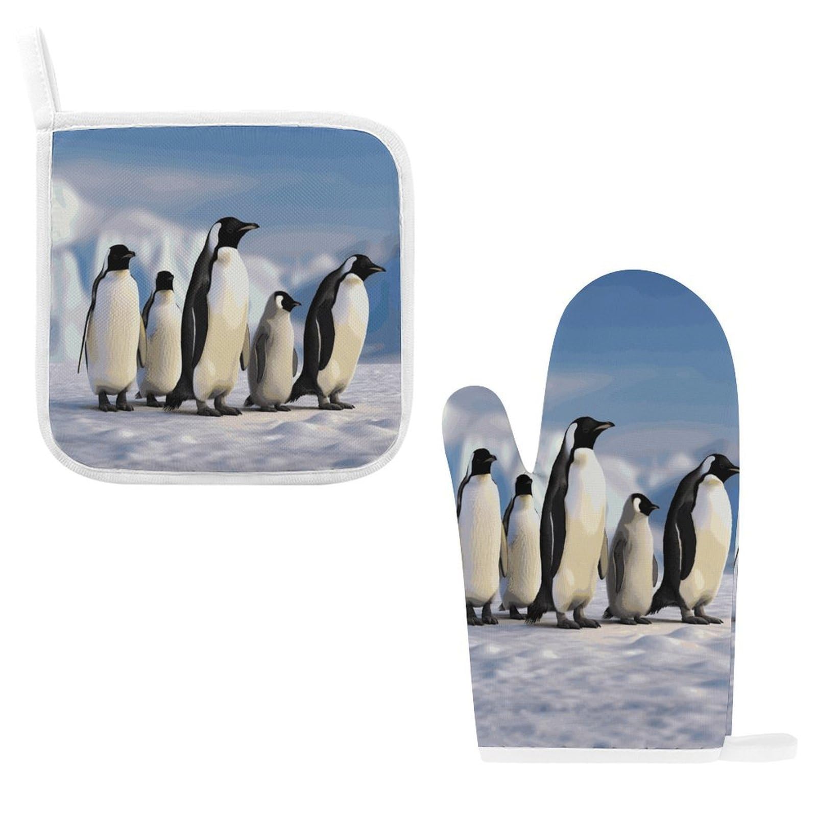 Fodpand Style Five Penguins Oven Mitts And Pot Holders Sets