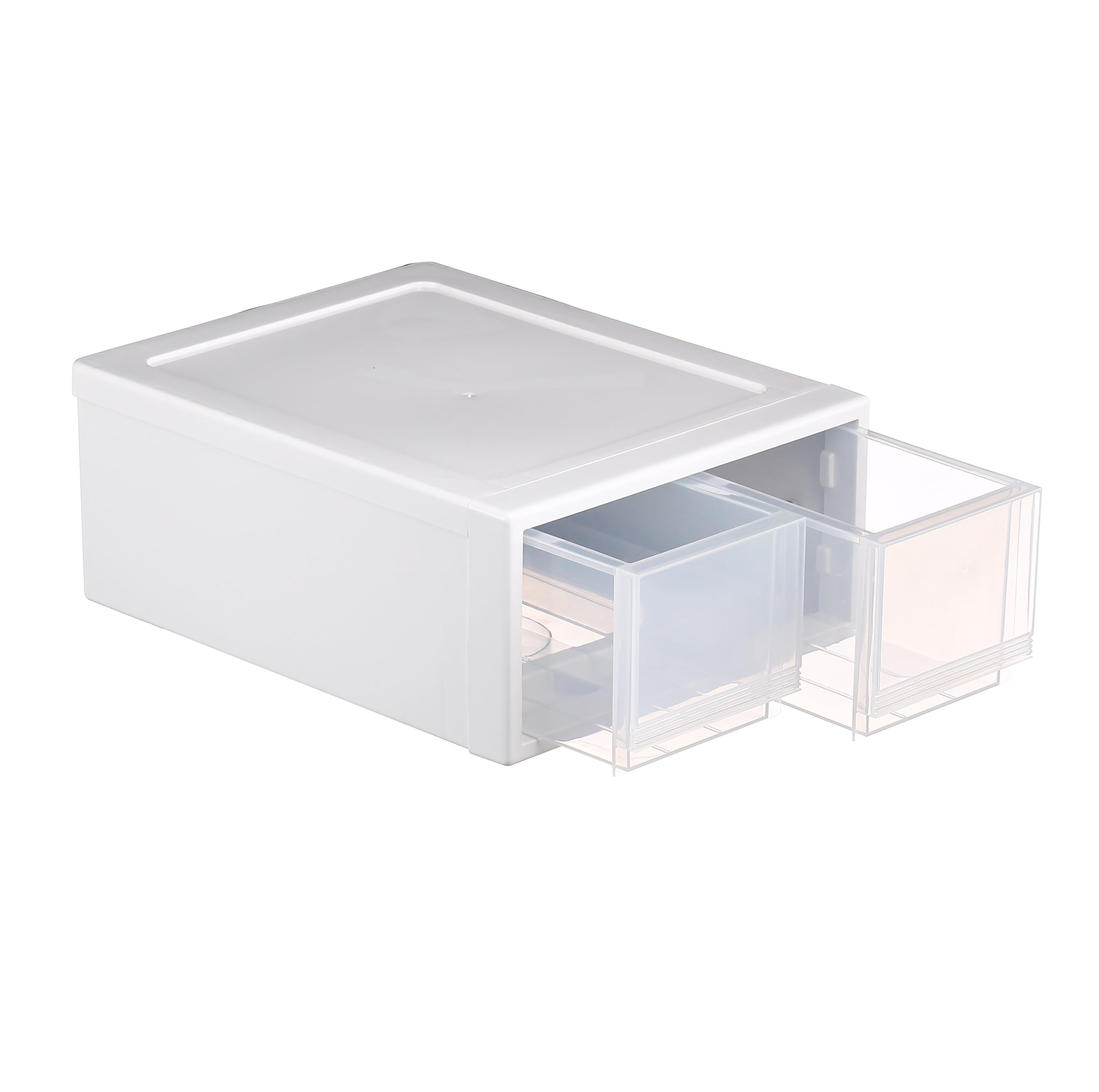 INABOX Double Vertical Stackable Drawer, Clear, Transparent PP Storage Organizer, No Lid, 34L x 27W x 14H, Durable & Space-Saving for Home Organization-picture-20