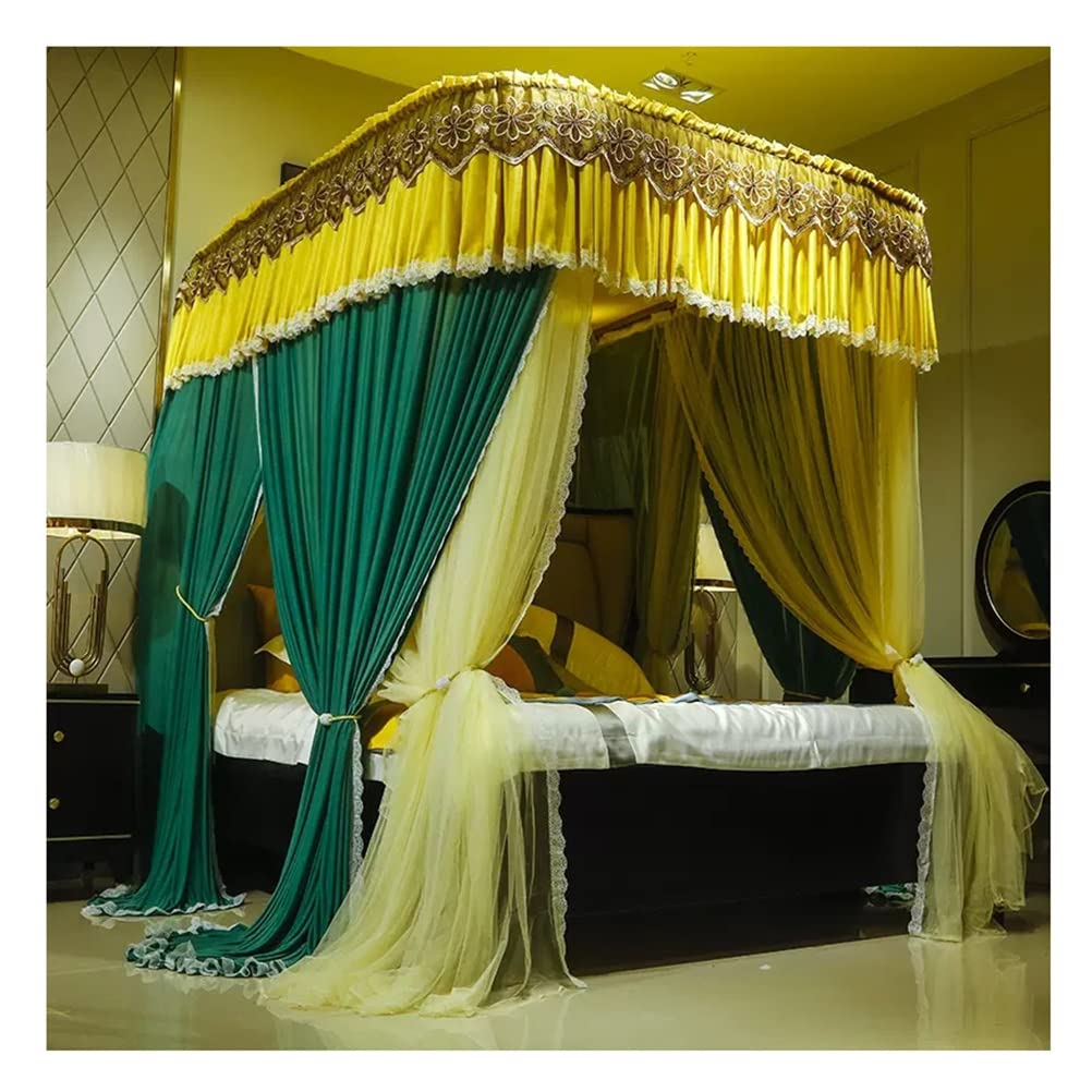 Luxuriöser Doppelbetthimmel Moskitonetz Bettvorhang im europäischen Stil mit Halterung für alle Jahreszeiten, elegante Schlafzimmer-Dekoration (Farbe: A, Größe: 180 x 220 cm)