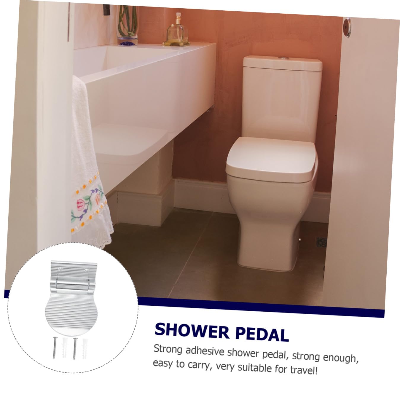 Pedal de Ducha de Acero Inoxidable Plegable para Baño, 1 Set