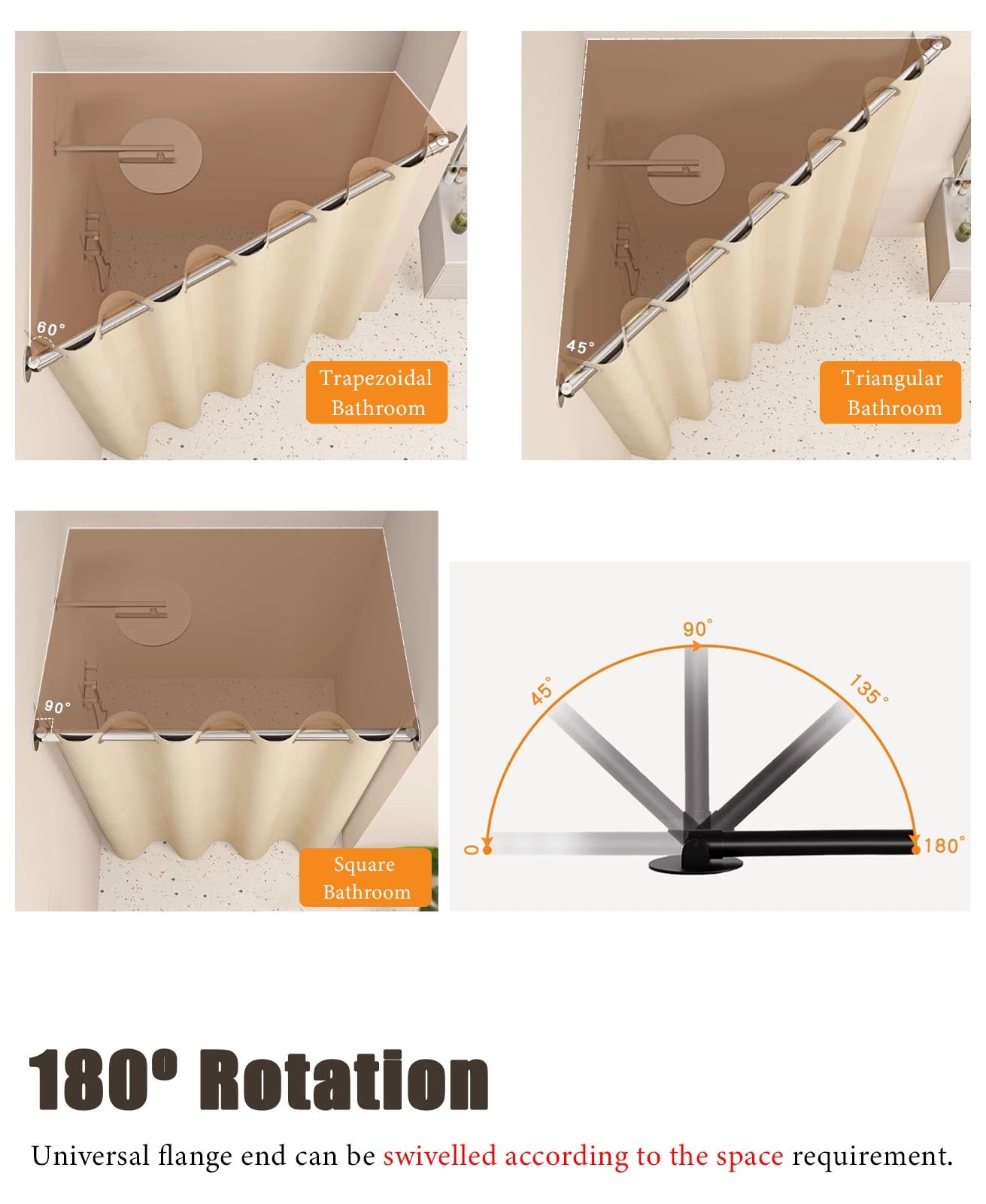 Barra de cortina de ducha de esquina ajustable blanca de 5575 cm, barra de metal para colgar ropa, perfecta para ahorrar espacio en tu baño.
