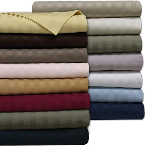 Miniatura 4 de Royal Tradition Damask Striped - Juego de sábanas de 600 hilos, 100% algodón, tamaño individual extra largo XL, 3 piezas, color gris pardo