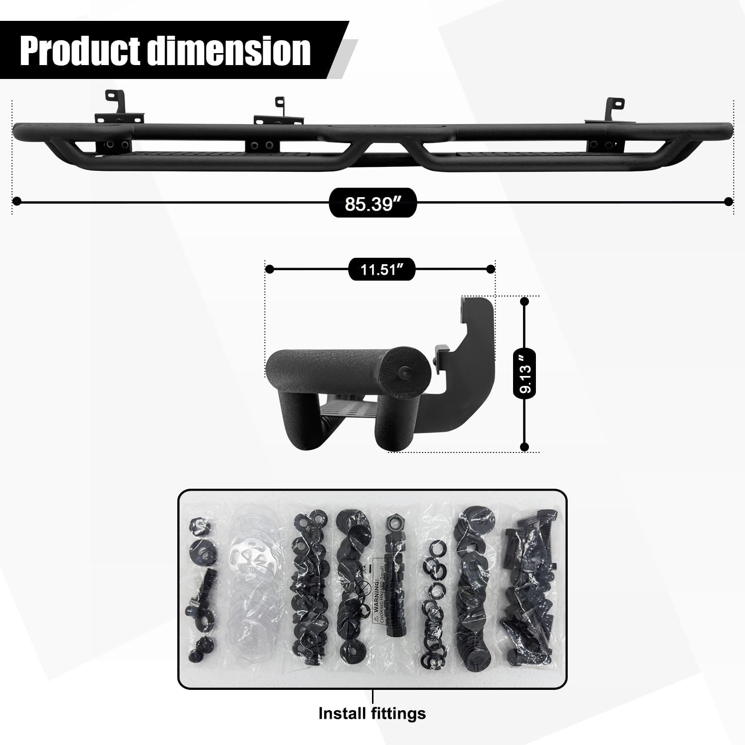 Side Step Compatible with 2015-2025 Ford F150, 2017-2025 Ford F250 F350 Super Duty SuperCrew/Crew Cab 4 Full Size Doors, (Running Board)