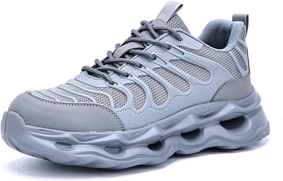 NONCHI メンズ安全トレーナー 鋼製トゥキャップ作業用シューズ、クッション性あり ファッション通気性あり 耐衝撃・刺し傷防止・滑