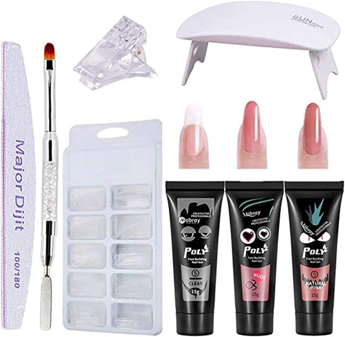 Poly Nail Extention Gel Kit Colors Poly Gel 3 Nail Lamp False Nail Tips Kit Gel Nail Builder Enhancement Kit