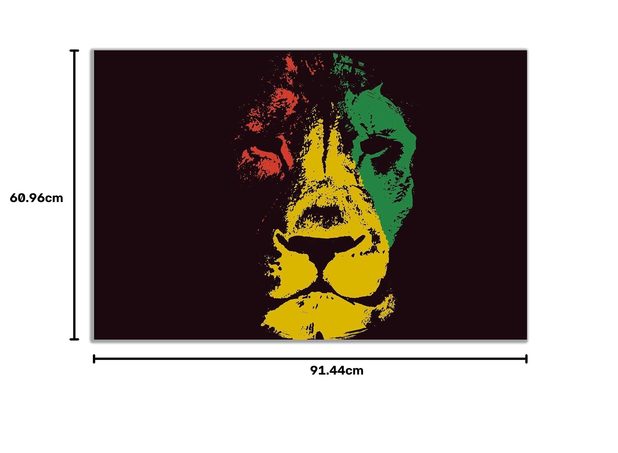 Stampa artistica su tela con leone rasta giamaicano, decorazione per la casa 91x61cm (36x24in)